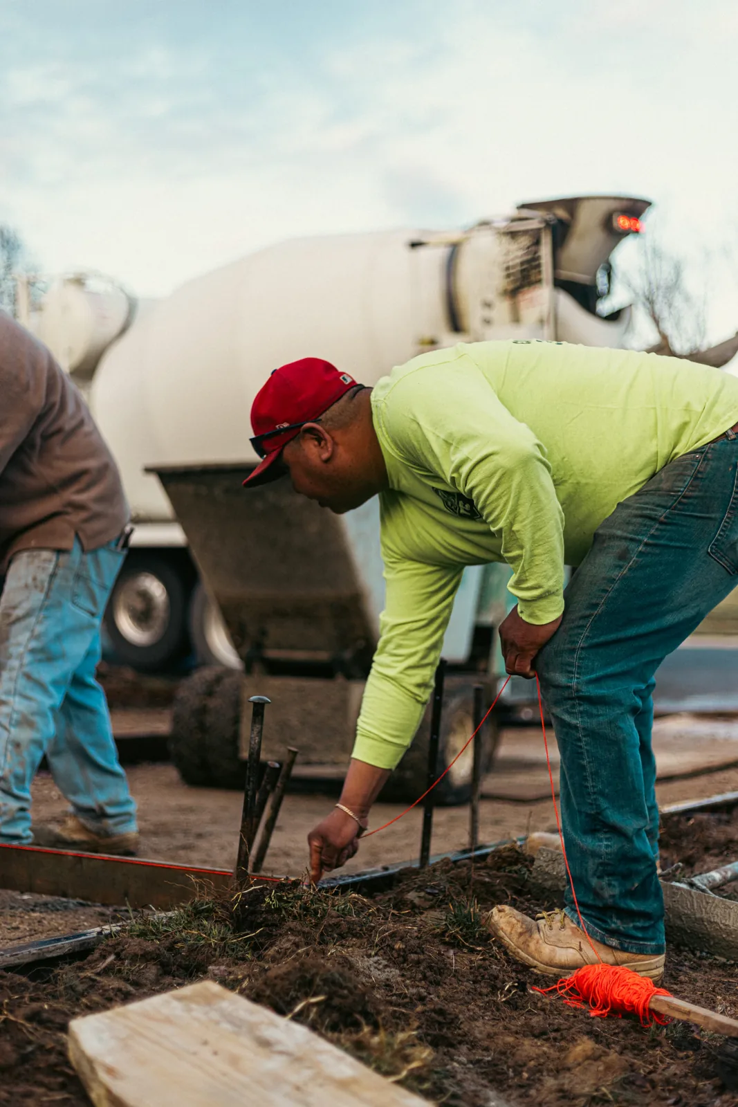 Tri-County Construction crew finishing a concrete pour in New Castle County, DE