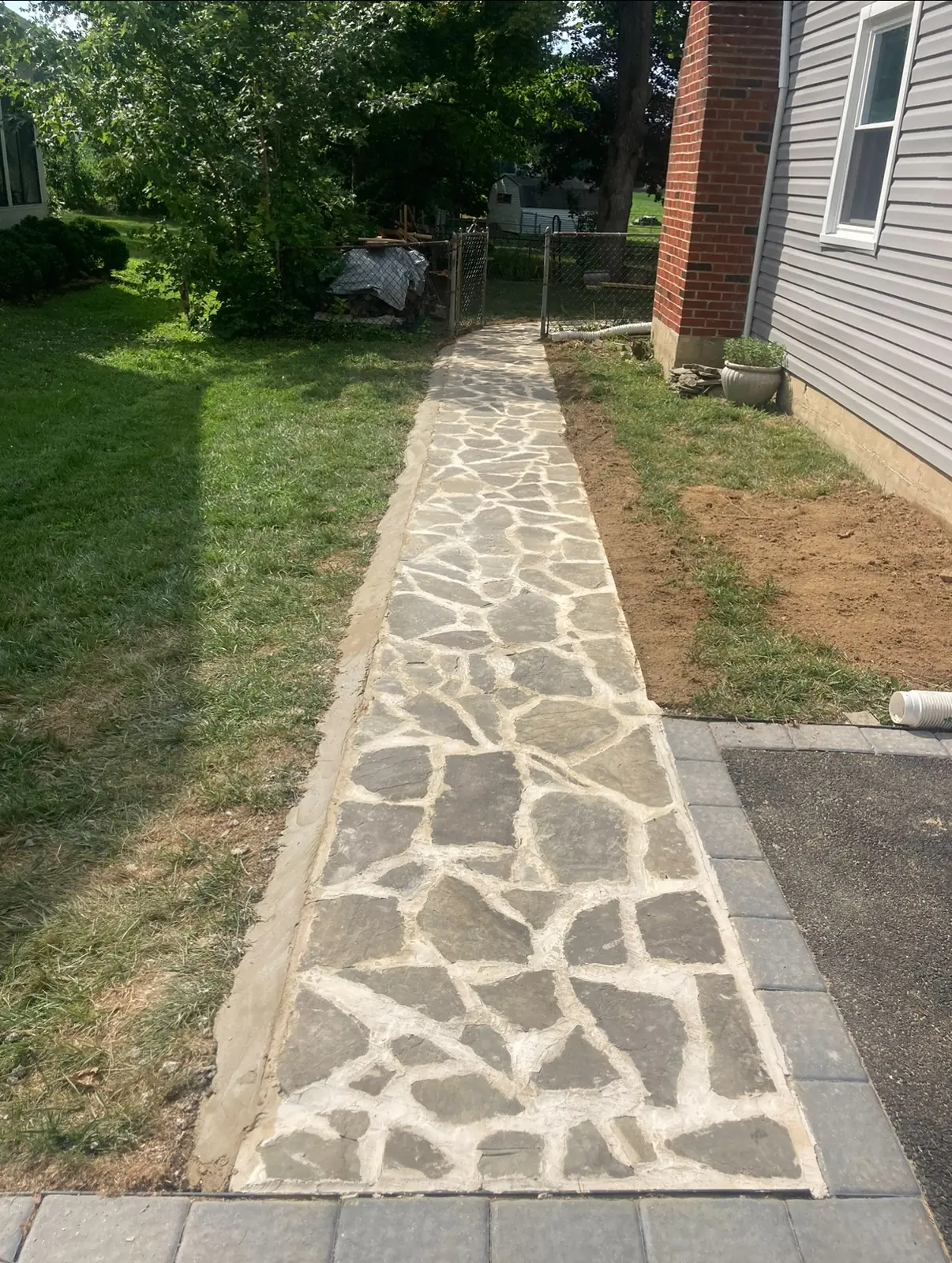 Stamped flagstone-pattern concrete walkway in New Castle County, DE