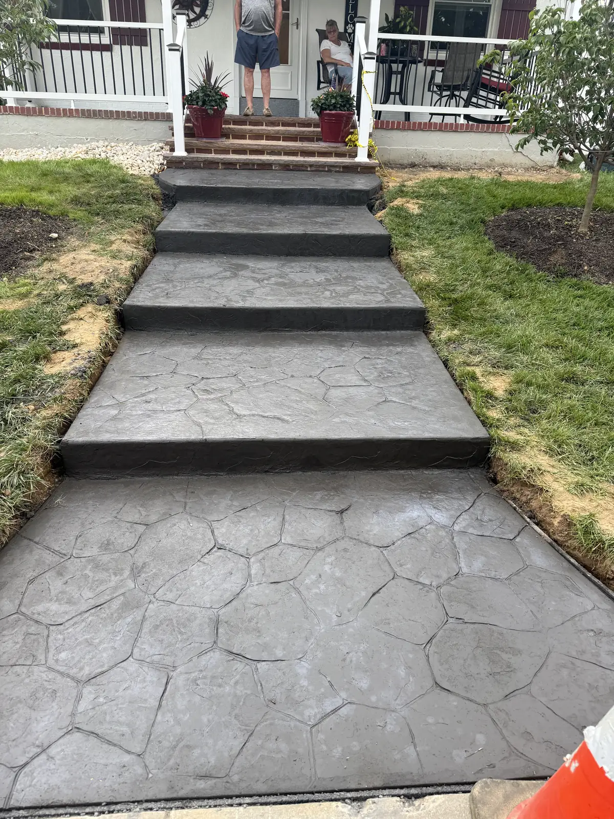 Stamped concrete steps and walkway leading to a home in New Castle County, DE